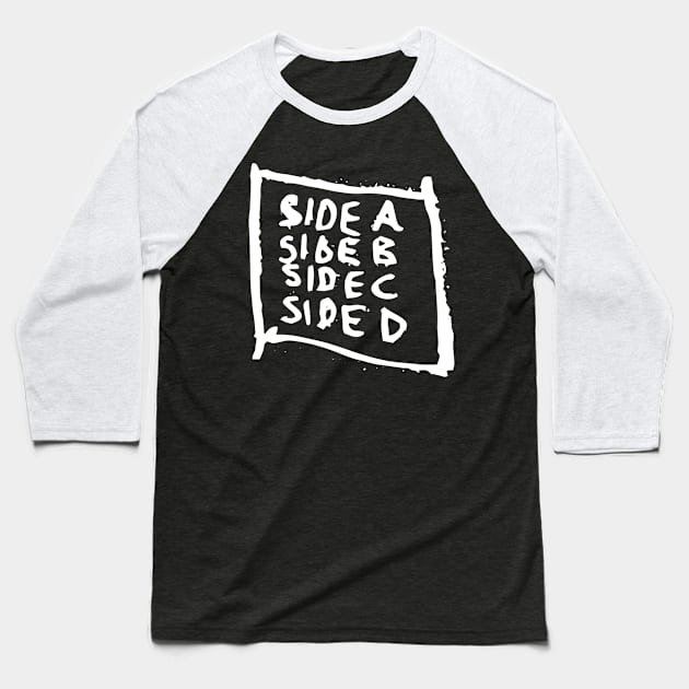 Side A Side B Doodle White Baseball T-Shirt by Mijumi Doodles